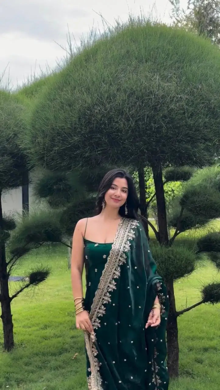Emerald Sequin Thread Kurta Set