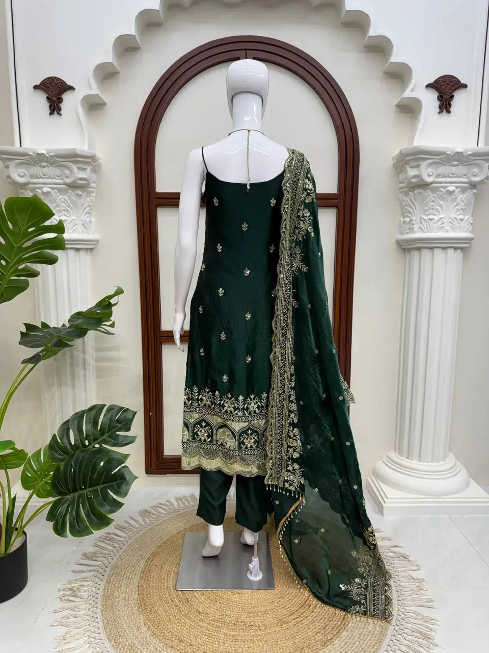 Emerald Sequin Thread Kurta Set