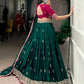 Emerald Silk Satin Embroidered Lehenga Choli Set for Wedding and Reception Wear
