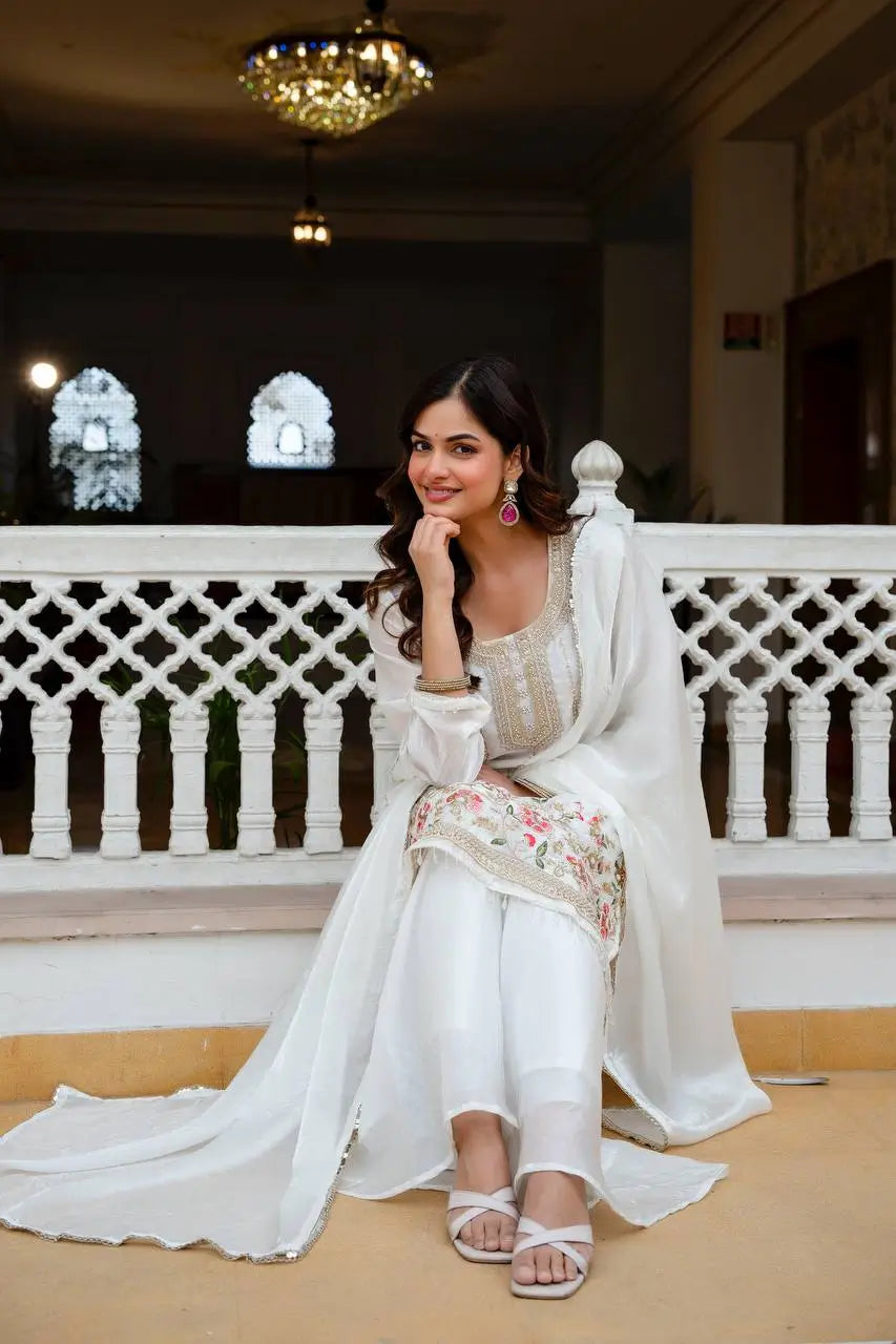 Fandi Silk Pearl Bead Work Palazzo Sharara Set