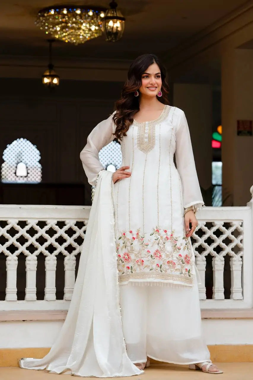 Fandi Silk Pearl Bead Work Palazzo Sharara Set
