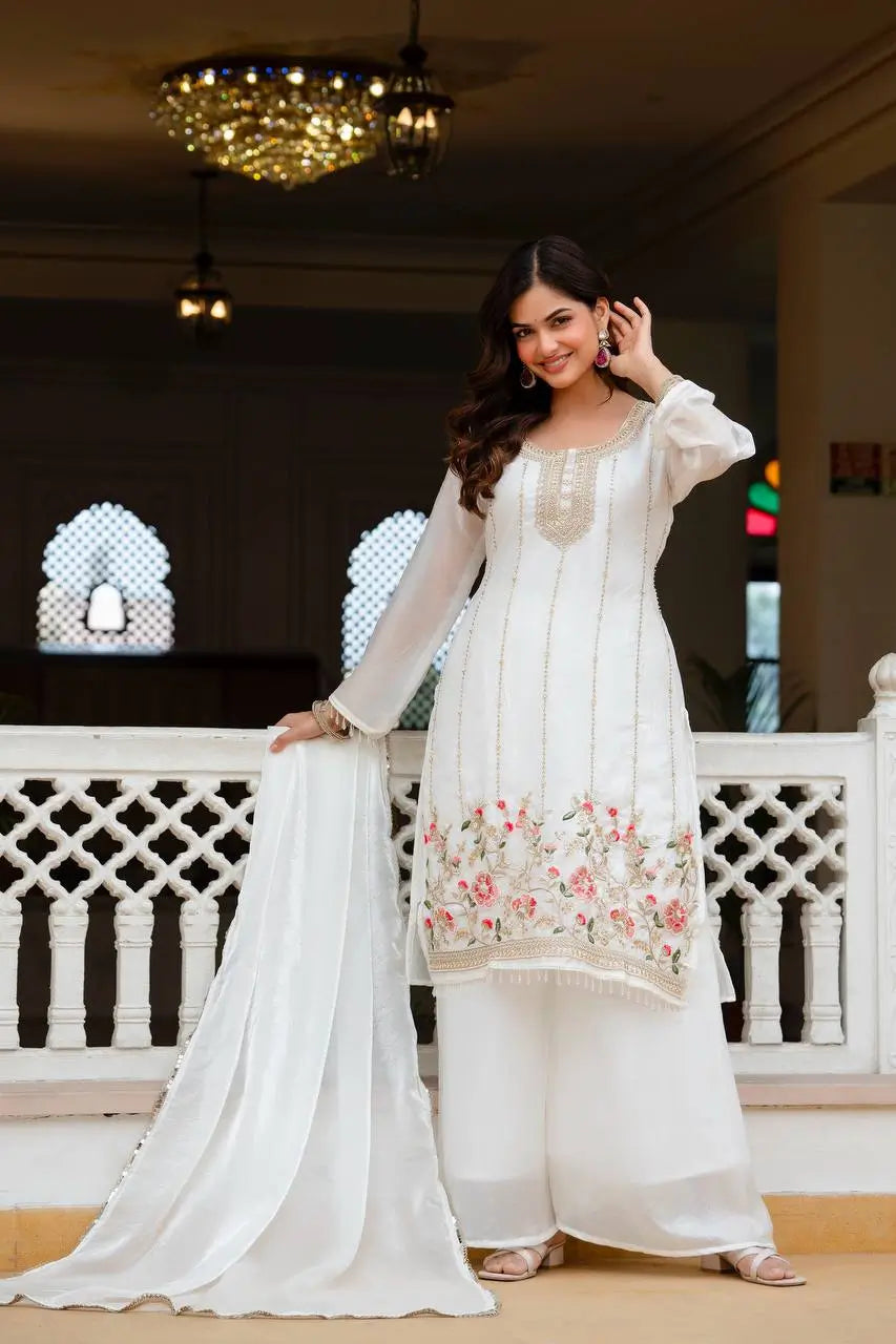 Fandi Silk Pearl Bead Work Palazzo Sharara Set