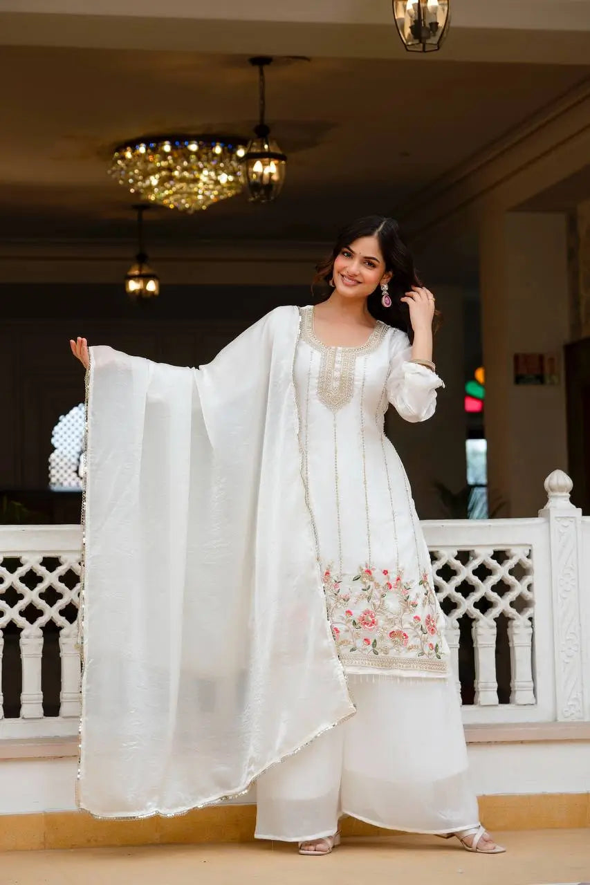 Fandi Silk Pearl Bead Work Palazzo Sharara Set