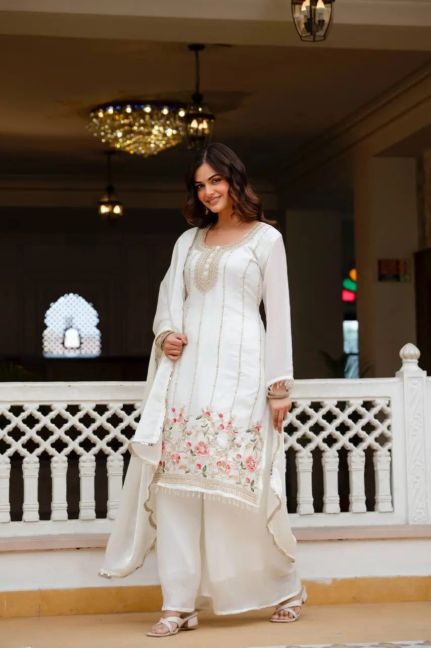 Fandi Silk Pearl Bead Work Palazzo Sharara Set