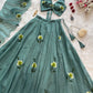 Fandy Crush Handpaint Lehenga Set with Designer Blouse and Cascade Dupatta