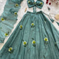 Fandy Crush Handpaint Lehenga Set with Designer Blouse and Cascade Dupatta