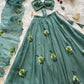 Fandy Crush Handpaint Lehenga Set with Designer Blouse and Cascade Dupatta
