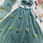 Fandy Crush Handpaint Lehenga Set with Designer Blouse and Cascade Dupatta