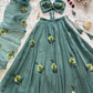 Fandy Crush Handpaint Lehenga Set with Designer Blouse and Cascade Dupatta