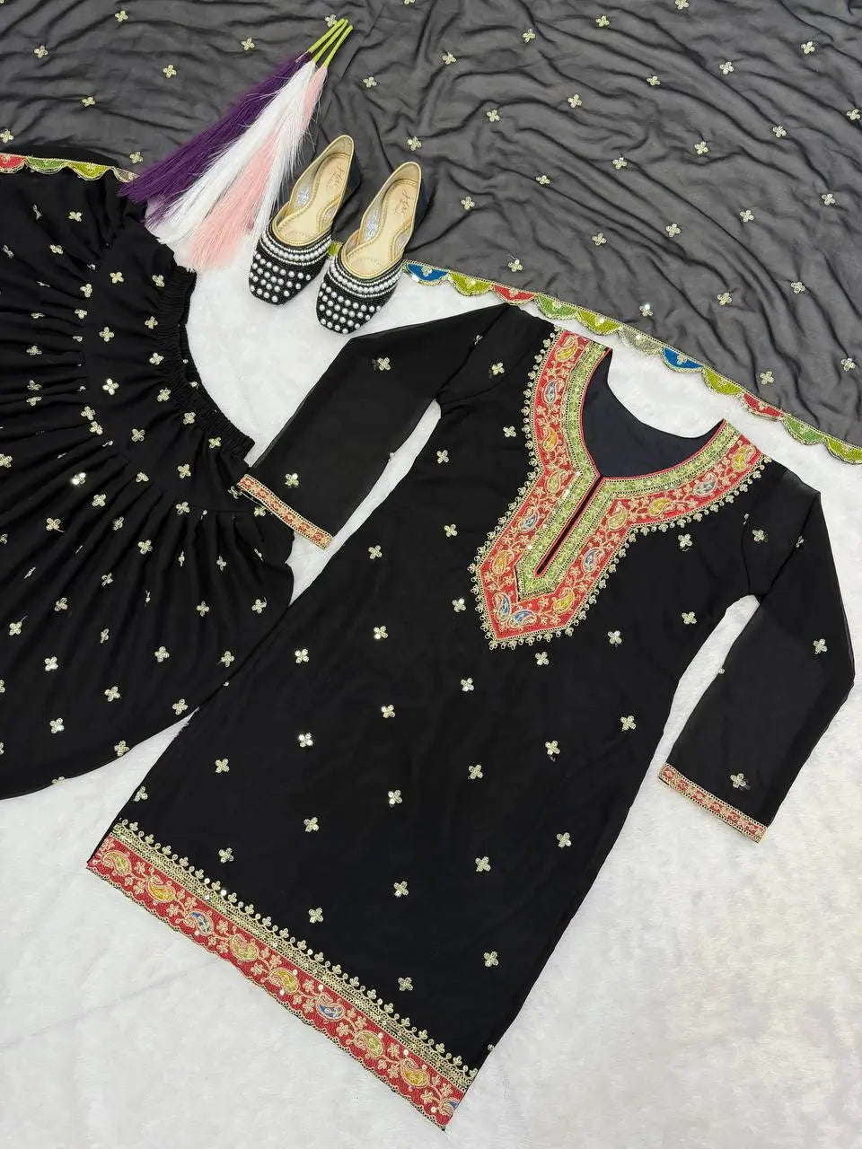 Fandy Crushi Silk Farshi Salwar Suit With Handwork Dupatta