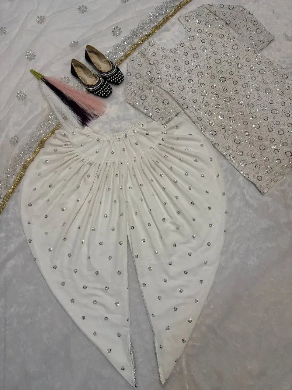 Fandy Crushi Silk Farshi Salwar Suit With Handwork Dupatta