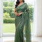 Fandy Satin Zari Weaving Saree with Siroski Border