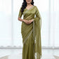 Fandy Satin Zari Weaving Saree with Siroski Border