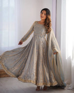 Fandy Silk Coded and Sequin Embroidered Gown Set