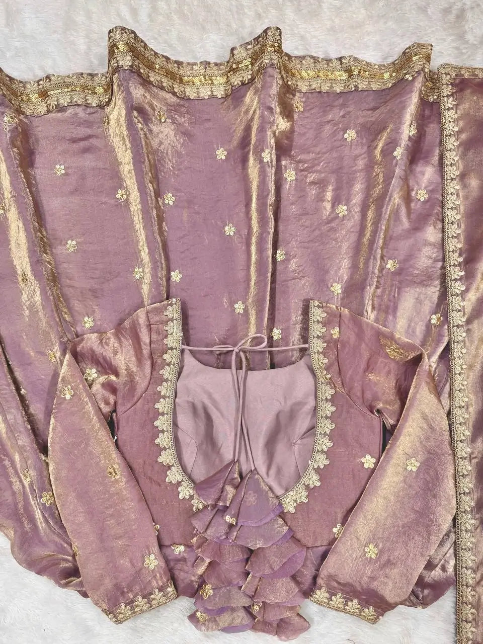 Fandy Silk Coded and Sequin Embroidered Gown Set