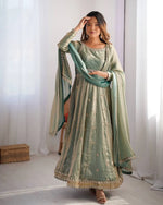 Fandy Silk Coded and Sequin Embroidered Gown Set