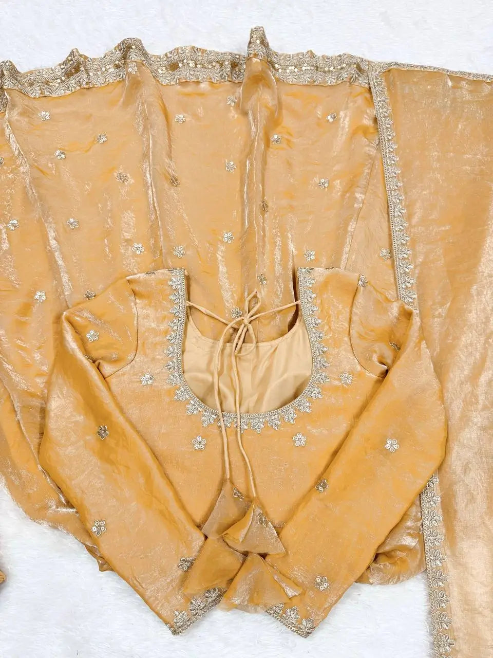 Fandy Silk Coded and Sequin Embroidered Gown Set