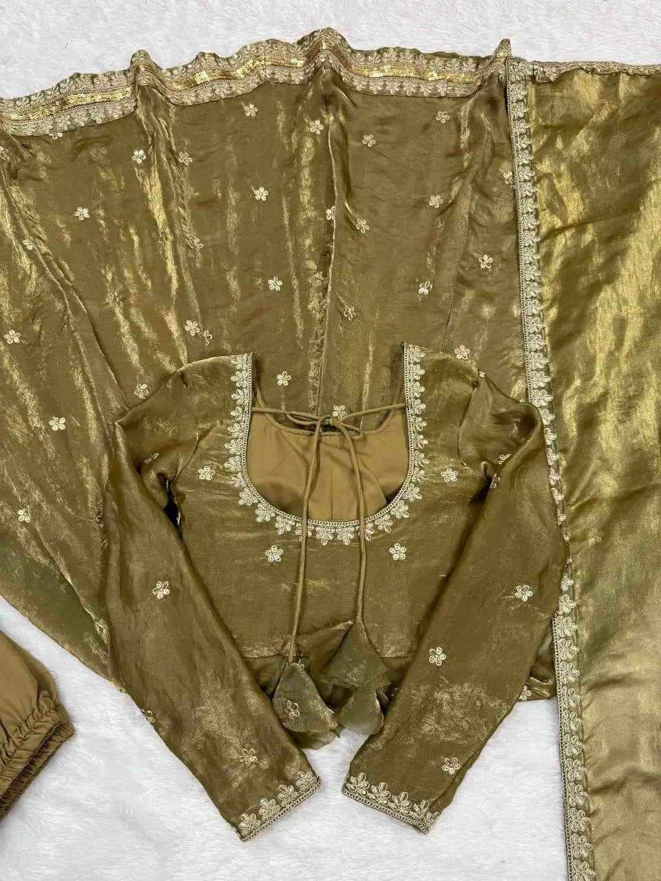 Fandy Silk Coded and Sequin Embroidered Gown Set