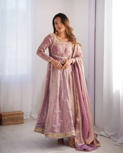 Fandy Silk Coded and Sequin Embroidered Gown Set