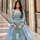 Fandy Silk Embroidered Kurta Set with Palazzo & Dupatta – Sequence Detailing