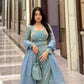 Fandy Silk Embroidered Kurta Set with Palazzo & Dupatta – Sequence Detailing