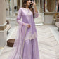 Fandy Silk Embroidered Sequin Diamond Handwork Kurti Palazzo Set with Net Moti Dupatta | Party Festive Wear
