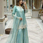 Fandy Silk Embroidered Sequin Diamond Handwork Kurti Palazzo Set with Net Moti Dupatta | Party Festive Wear