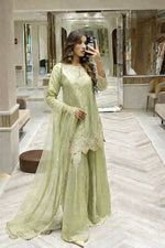 Fandy Silk Embroidered Sequin Diamond Handwork Kurti Palazzo Set with Net Moti Dupatta | Party Festive Wear
