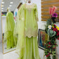 Fandy Silk Embroidered Sequin Diamond Handwork Kurti Palazzo Set with Net Moti Dupatta | Party Festive Wear