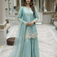 Fandy Silk Embroidered Sequin Diamond Handwork Kurti Palazzo Set with Net Moti Dupatta | Party Festive Wear