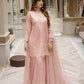 Fandy Silk Embroidered Sequin Diamond Handwork Kurti Palazzo Set with Net Moti Dupatta | Party Festive Wear