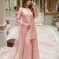 Fandy Silk Embroidered Sequin Diamond Handwork Kurti Palazzo Set with Net Moti Dupatta | Party Festive Wear