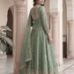 Fandy Silk Ready to Wear Anarkali Gown Set with Full Embroidery, Zari Sequins Dupatta & Bottom