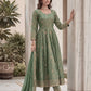 Fandy Silk Ready to Wear Anarkali Gown Set with Full Embroidery, Zari Sequins Dupatta & Bottom