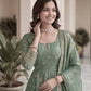 Fandy Silk Ready to Wear Anarkali Gown Set with Full Embroidery, Zari Sequins Dupatta & Bottom