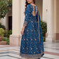Fandy Silk Ready to Wear Anarkali Gown Set with Full Embroidery, Zari Sequins Dupatta & Bottom