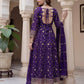 Fandy Silk Ready to Wear Anarkali Gown Set with Full Embroidery, Zari Sequins Dupatta & Bottom