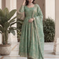Fandy Silk Ready to Wear Anarkali Gown Set with Full Embroidery, Zari Sequins Dupatta & Bottom