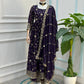 Fandy Silk Ready to Wear Anarkali Gown Set with Full Embroidery, Zari Sequins Dupatta & Bottom