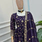 Fandy Silk Ready to Wear Anarkali Gown Set with Full Embroidery, Zari Sequins Dupatta & Bottom