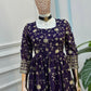 Fandy Silk Ready to Wear Anarkali Gown Set with Full Embroidery, Zari Sequins Dupatta & Bottom