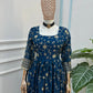 Fandy Silk Ready to Wear Anarkali Gown Set with Full Embroidery, Zari Sequins Dupatta & Bottom
