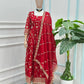 Fandy Silk Ready to Wear Anarkali Gown Set with Full Embroidery, Zari Sequins Dupatta & Bottom