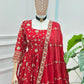 Fandy Silk Ready to Wear Anarkali Gown Set with Full Embroidery, Zari Sequins Dupatta & Bottom