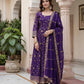 Fandy Silk Ready to Wear Anarkali Gown Set with Full Embroidery, Zari Sequins Dupatta & Bottom