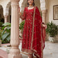 Fandy Silk Ready to Wear Anarkali Gown Set with Full Embroidery, Zari Sequins Dupatta & Bottom