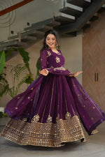 Faux Blooming Designer Gown with Rich Zari & Sequins Embroidery – 2 Colours