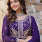 Faux Blooming Embroidered Party Wear Gown with Dupatta – Maroon & Purple