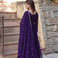 Faux Blooming Embroidered Party Wear Gown with Dupatta – Maroon & Purple