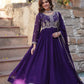 Faux Blooming Embroidered Party Wear Gown with Dupatta – Maroon & Purple
